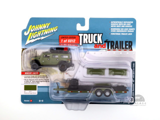 JOHNNY LIGHTNING 2004 Hummer H2 & Open Car Trailer Medium Sage Green