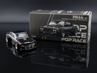 POP RACE PR64-97 Nissan Skyline GT-R V8 Drift (Hakosuka) Dark Chrome