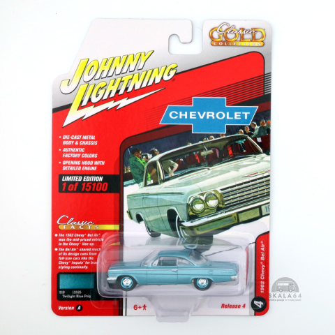 * JOHNNY LIGHTNING * Classic Gold Collection * 1962 Chevy Bel Air * Twilight Blue Poly * JLCG027A * * JOHNNY LIGHTNING * Classic Gold Collection * 1962 Chevy Bel Air * Twilight Blue Poly * JLCG027A *