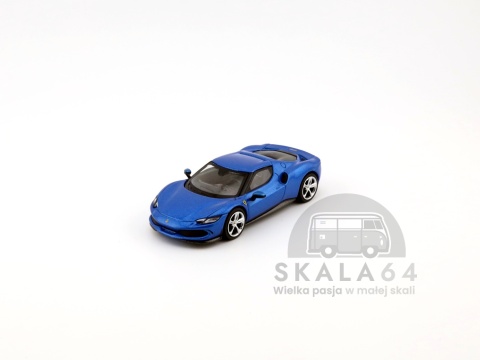 Model samochodu Ferrari 296 GTB Blue Corsa w skali 1:64 - przód