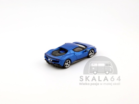 Model samochodu Ferrari 296 GTB Blue Corsa w skali 1:64 - tył