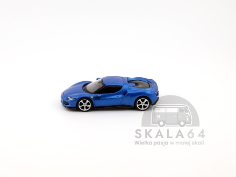 Model samochodu Ferrari 296 GTB Blue Corsa w skali 1:64 - bok