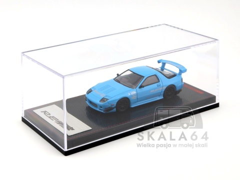 Model samochodu Mazda RX-7 FC3S RE Amemiya Light Blue  w skali 1:64 - gablotka
