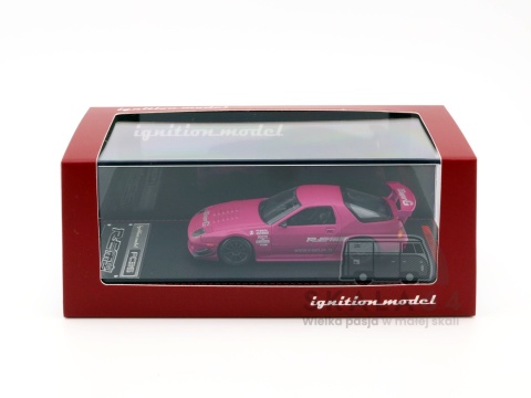 Model samochodu Mazda RX-7 FC3S RE Amemiya Matte Purple Metallic  w skali 1:64 - pudełko