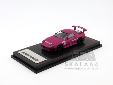Model samochodu Mazda RX-7 FC3S RE Amemiya Matte Purple Metallic  w skali 1:64 - przód