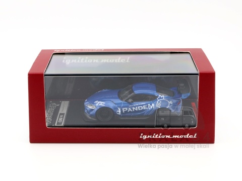 Model samochodu Toyota Pandem Supra A90 Blue Metallic w skali 1:64 - pudełko