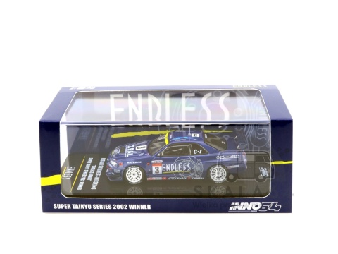 Model samochodu Nissan Skyline GT-R R34 #3 Endless Advan Super Taikyu Series 2002 Winner w skali 1:64