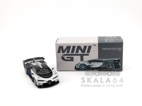 Model samochodu Bugatti Vision Gran Turismo Silver w skali 1:64 - pudełko