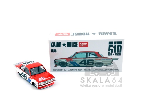Model samochodu Kaido House 005 Datsun 510 Pro Street BRE 510 V1 w skali 1:64 - pudełko