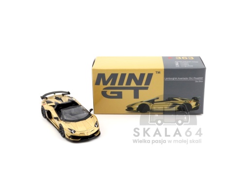 Model samochodu Lamborghini Aventador SVJ Roadster Oro Elios w skali 1:64 - pudełko