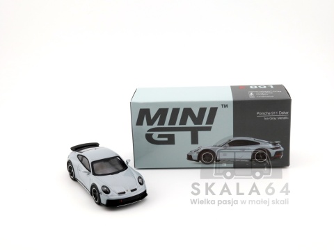 Model samochodu Porsche 911 Dakar Ice Gray Metallic w skali 1:64 - pudełko