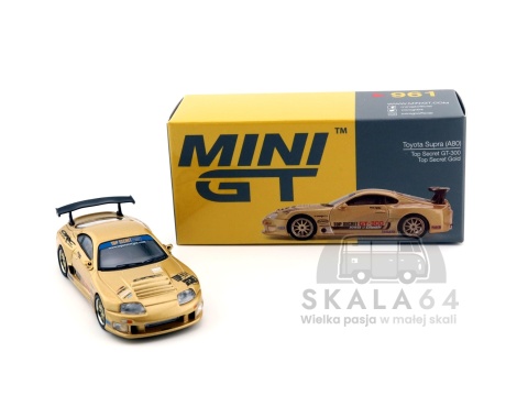 Model samochodu Toyota Supra A80 Top Secret GT-300 Gold w skali 1:64 - pudełko