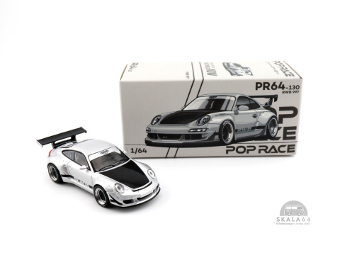 * POP RACE * PR64-130 * Porsche 997 RWB Silver * PR640130 * * POP RACE * PR64-130 * Porsche 997 RWB Silver * PR640130 *