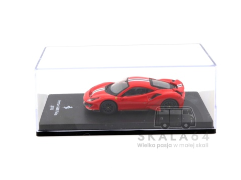 Model samochodu Ferrari 488 Pista 2018 Red White Black w skali 1:64 - gablotka