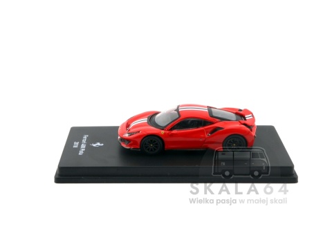 Model samochodu Ferrari 488 Pista 2018 Red White Black w skali 1:64 - bok