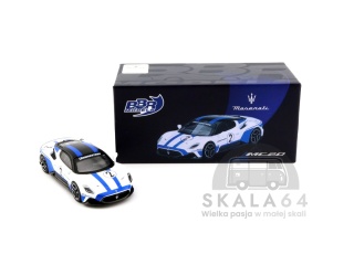 BBR MODELS Maserati MC20 #2 White / Blue 1:64 BBRDIE6407