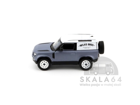 Model samochodu Land Rover Defender 90 Matt Blue Grey w skali 1:64 - bok