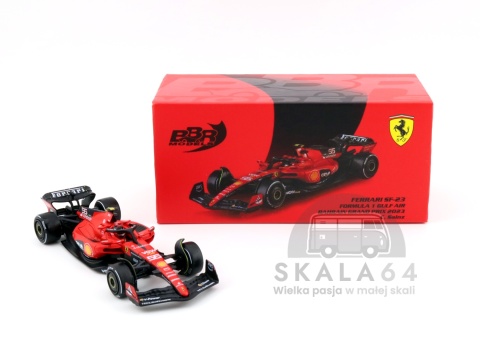 Model samochodu Ferrari SF-23 Formula 1 Gulf Air Bahrain Grand Prix 2023 #55 C. Sainz w skali 1:64 - pudełko