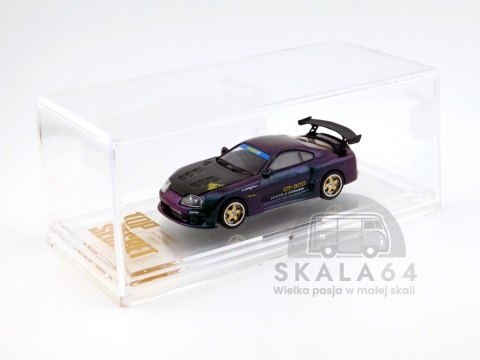 Model samochodu Toyota Supra A80 GT-300 Top Secret Chameleon Purple Sydney Royal Easter Show 2025 w skali 1:64 - gablotka