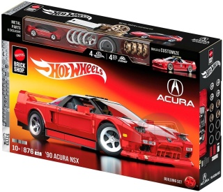 HOT WHEELS Brick Shop Elite Series 1990 Acura Honda NSX 1:16 876 elementów + model w skali 1:64