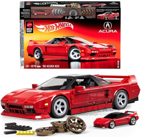 HOT WHEELS Brick Shop Elite Series 1990 Acura Honda NSX 1:16 876 elementów + model w skali 1:64