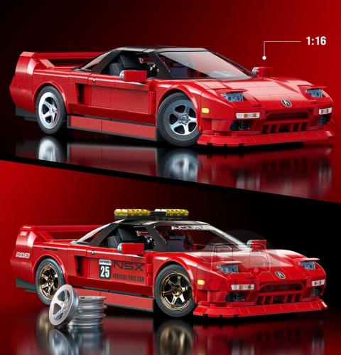 HOT WHEELS Brick Shop Elite Series 1990 Acura Honda NSX 1:16 876 elementów + model w skali 1:64