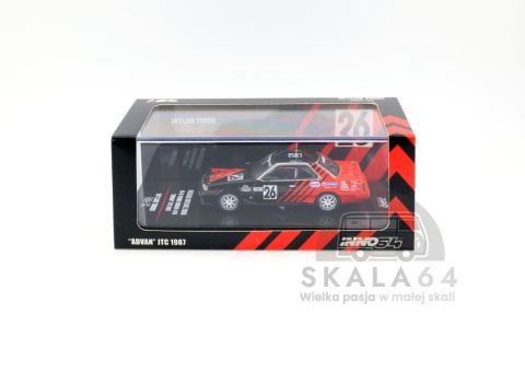 Model samochodu Nissan Skyline 2000 RS-X Turbo DR30 ADVAN JTC 1987 w skali 1:64 - pudełko