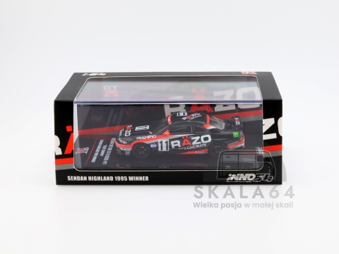 Model samochodu Nissan Skyline GT-R R33 #11 Razo Trampio w skali 1:64 - pudełko