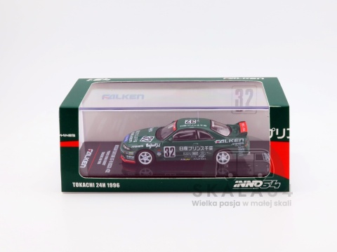 Model samochodu Nissan Skyline GT-R R33 #32 Prince Chiba Falken w skali 1:64 - pudełko