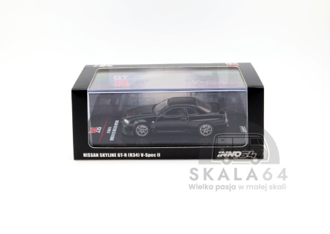 Model samochodu Nissan Skyline GT-R R34 V-SPEC II Black w skali 1:64 - pudełko