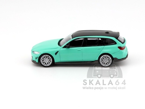 Model samochodu BMW M3 M Performance Touring Mint Green w skali 1:64 - bok