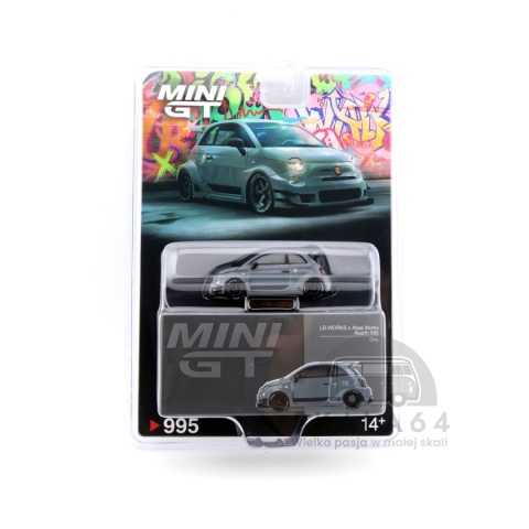 Model samochodu Fiat Abarth 595 LB-Works x Abas Works Grey w skali 1:64 - blister