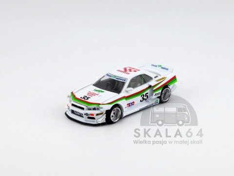Model samochodu Nissan Skyline GT-R R34 The Grasshopper V1 w skali 1:64 - przód