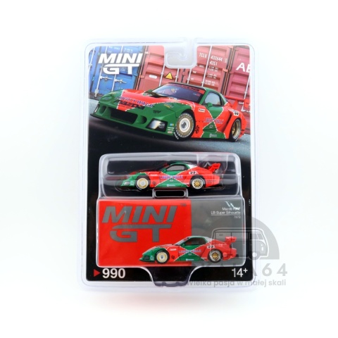 Model samochodu Mazda RX-7 LB-Super Silhouette 787B Tas Green Red w skali 1:64 - blister