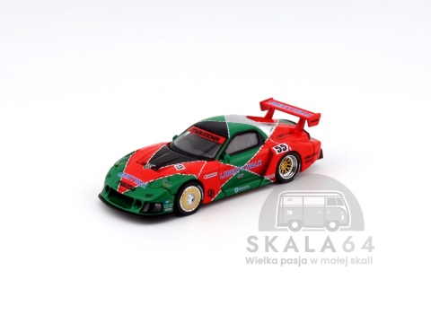 Model samochodu Mazda RX-7 LB-Super Silhouette 787B Tas Green Red w skali 1:64 - przód