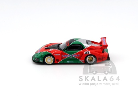 Model samochodu Mazda RX-7 LB-Super Silhouette 787B Tas Green Red w skali 1:64 - bok
