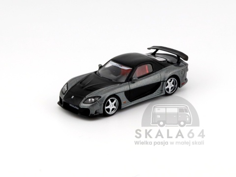 Model samochodu Mazda RX-7 VeilSide Fortune7 Grey w skali 1:64 - przód