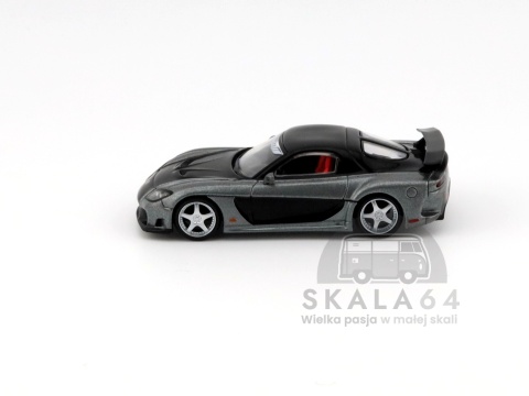 Model samochodu Mazda RX-7 VeilSide Fortune7 Grey w skali 1:64 - bok