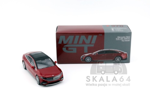 Model samochodu Mercedes-Benz EQS 580 4Matic Red Metallic w skali 1:64 - pudełko