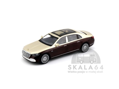 Model samochodu Mercedes-Maybach S680 Gold Dark Red Metallic w skali 1:64 - przód