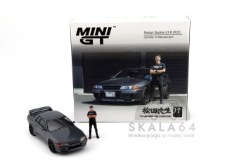 MINI GT Nissan Skyline GT-R R32 Gunmetal & Tsugio Matsuda Figure RHD MGT00869-R MiniGT