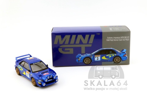 Model samochodu Subaru Impreza WRC98 #3 1998 Rally Monte-Carlo 3rd Place w skali 1:64 - pudełko