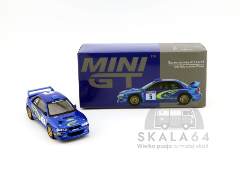 Model samochodu Subaru Impreza WRC99 #5 1999 Rally Australia Winner w skali 1:64 - pudełko