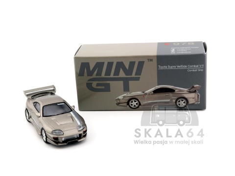 Model samochodu Toyota Supra VeilSide Combat V-II Combat Grey w skali 1:64 - pudełko