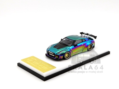 Model samochodu Nissan GT-R R35 Liberty Walk Chrome Chameleon w skali 1:64 - przód