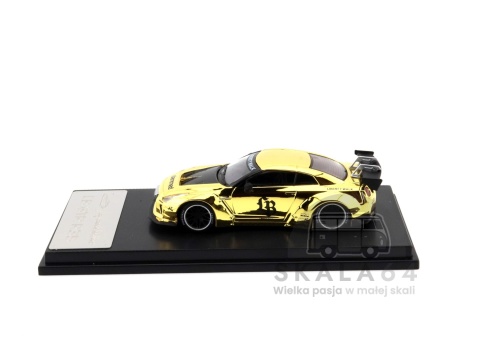 Model samochodu Nissan GT-R R35 Liberty Walk Chrome Gold w skali 1:64 - bok