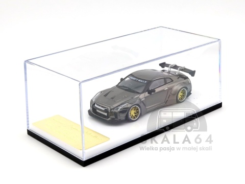 Model samochodu Nissan GT-R R35 Liberty Walk Chrome Gun Grey w skali 1:64 - gablotka