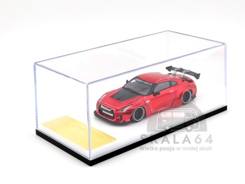 Model samochodu Nissan GT-R R35 Liberty Walk Chrome Red w skali 1:64 - gablotka