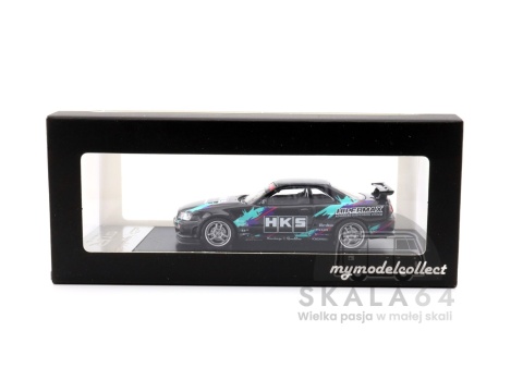 Model samochodu Nissan Skyline GT-R R34 V-Spec HKS w skali 1:64 - pudełko