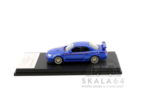 Model samochodu Nissan Skyline GT-R R34 V-Spec Nismo Livery Blue w skali 1:64 - bok